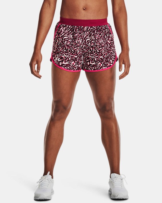 Pantalón corto con estampado UA Fly-By 2.0 para mujer, Pink, pdpMainDesktop image number 0